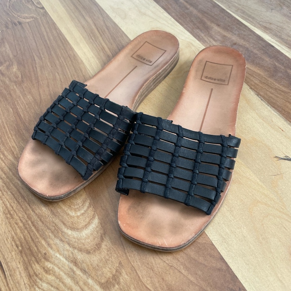 Dolce Vita Black Woven Sandals